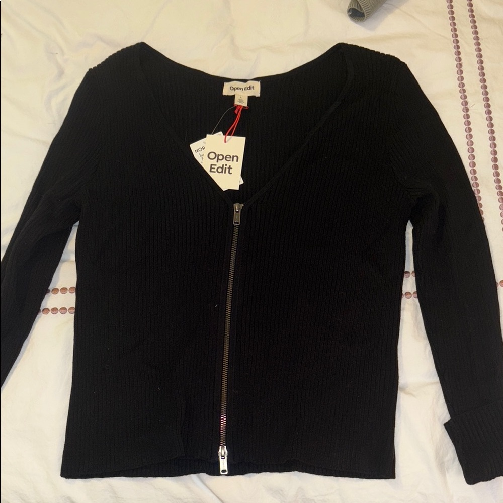 Open Edit Black Zip-Up top NWT